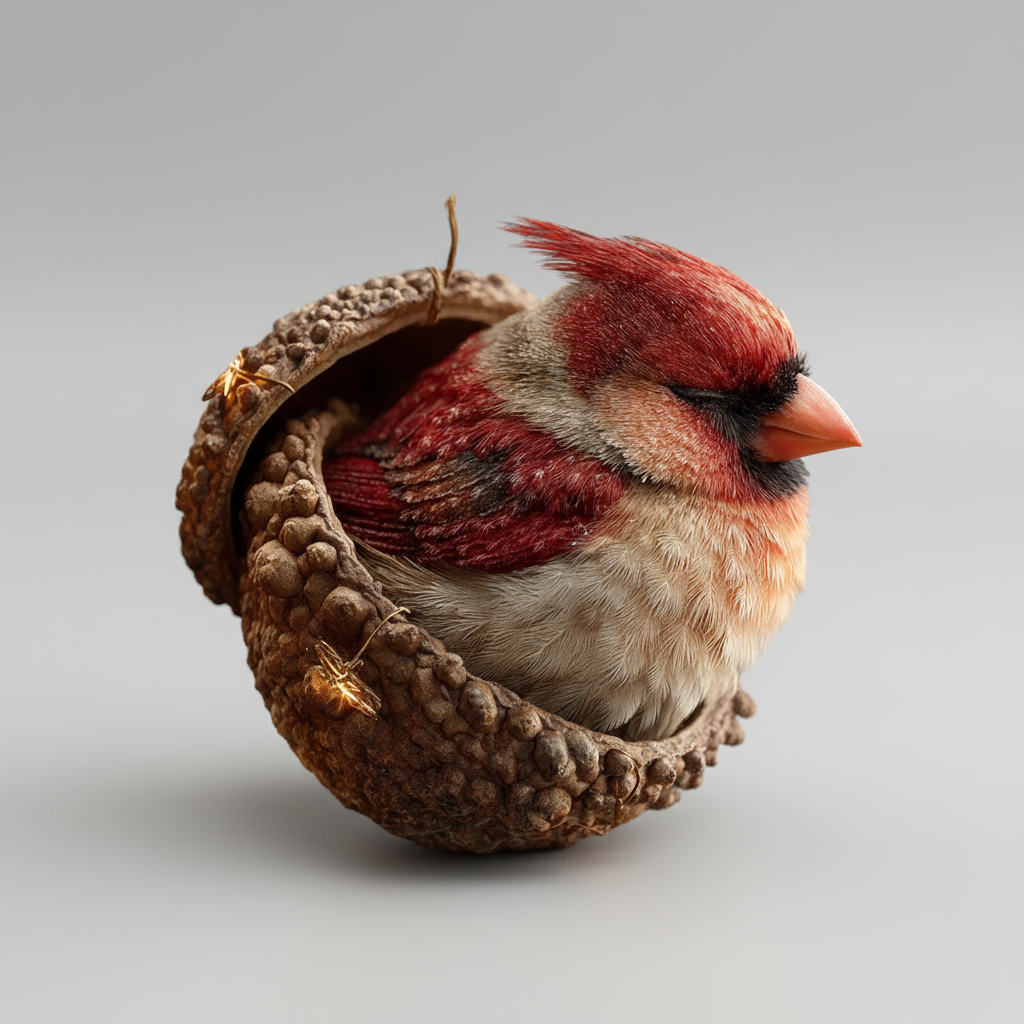 Christmas Ornaments Plush Animals in Soft Acorn Shells for Tree or Mantel