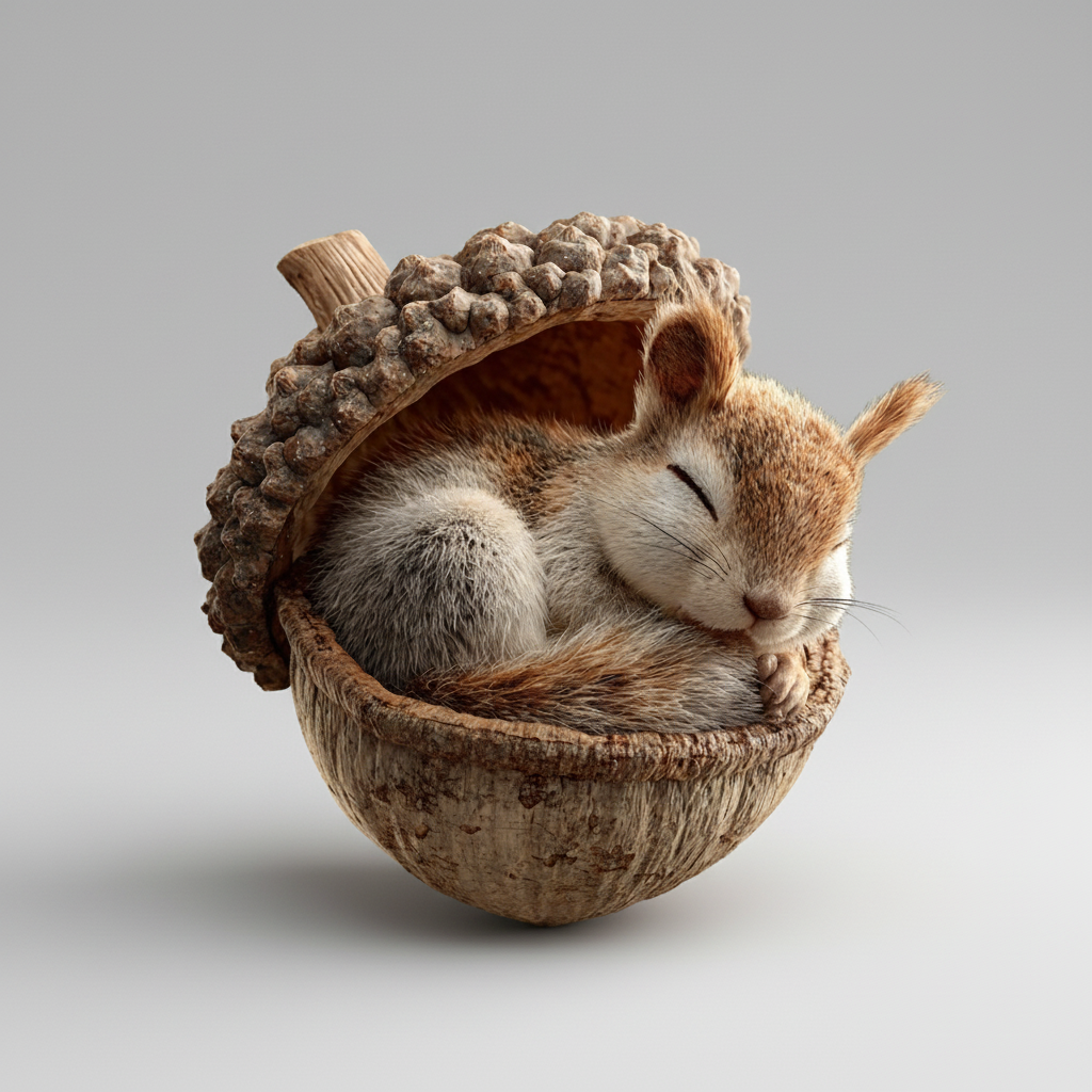 Christmas Ornaments Plush Animals in Soft Acorn Shells for Tree or Mantel