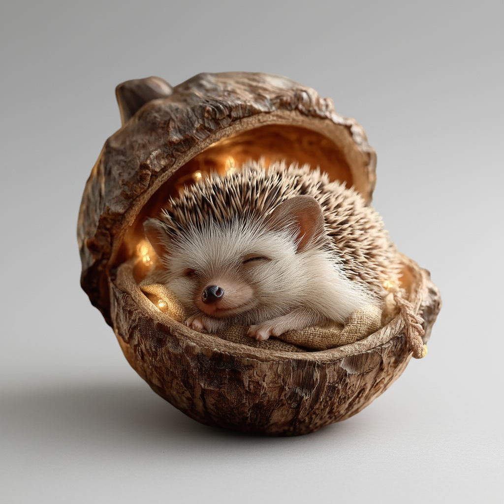 Christmas Ornaments Plush Animals in Soft Acorn Shells for Tree or Mantel