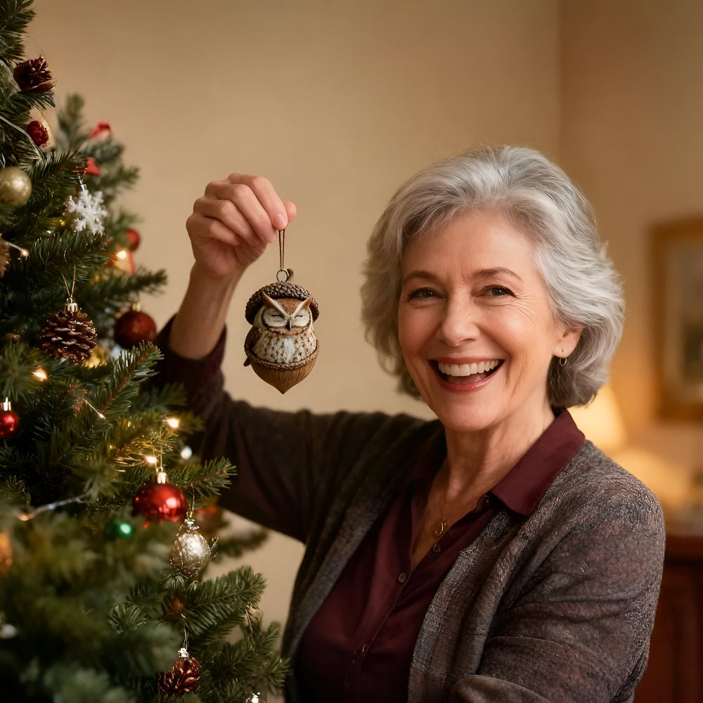 Christmas Ornaments Forest Animals in Acorn Shells for Tree and Shelf