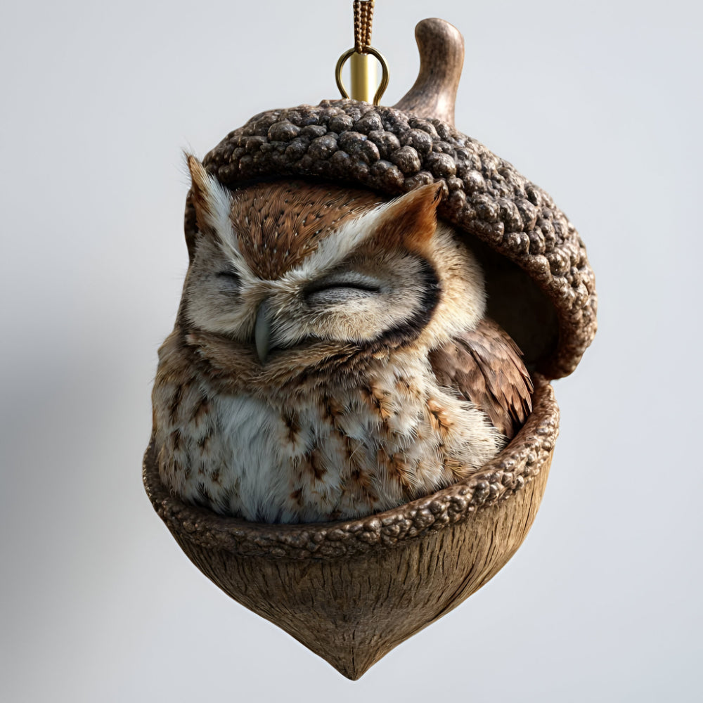 Christmas Ornaments Forest Animals in Acorn Shells for Tree and Shelf
