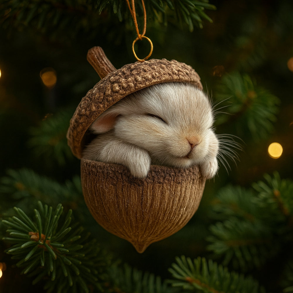 Christmas Ornaments Forest Animals in Acorn Shells for Tree and Shelf