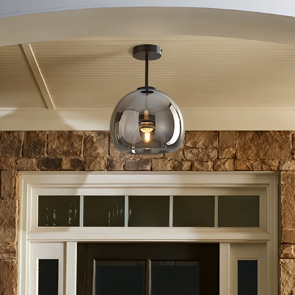 Flush Mount Ceiling Light Glass Shade Bedroom Ceiling Lights with E27 and E26 Fitting