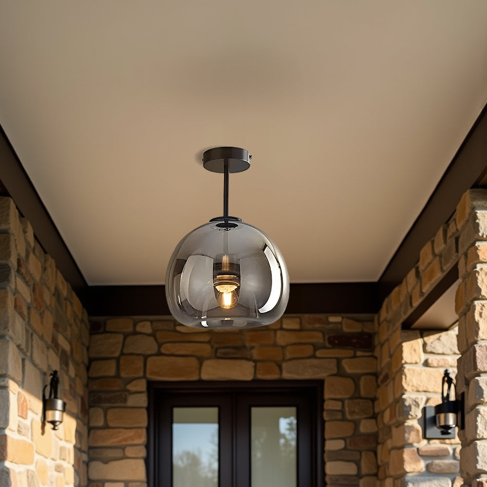 Flush Mount Ceiling Light Glass Shade Bedroom Ceiling Lights with E27 and E26 Fitting