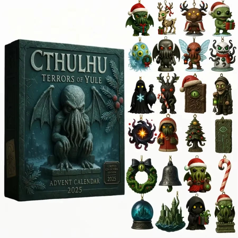 Advent Calendar Horror Themed with 24 Flat Acrylic Monster Ornaments