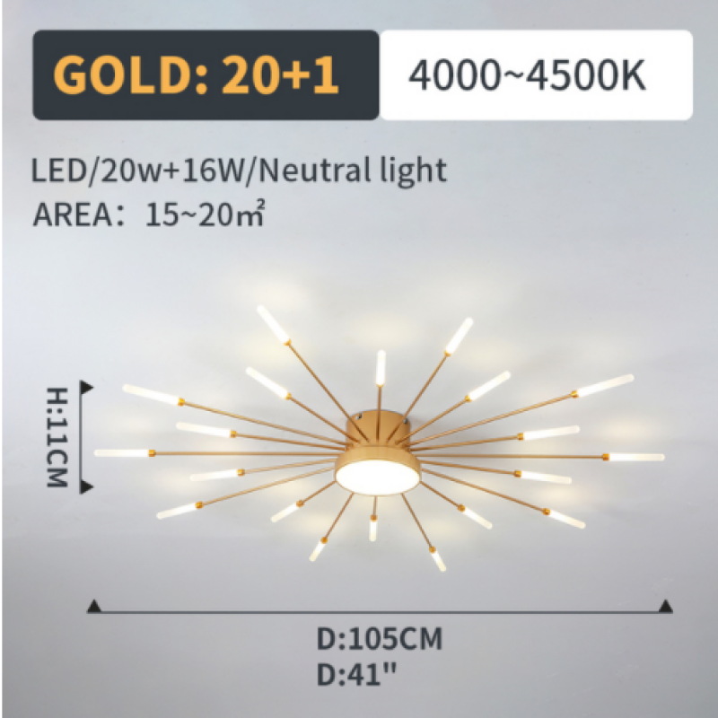 Ceiling Light Fireworks LED Modern Ceiling Lamp in Five Wattages from 18 to 42 W