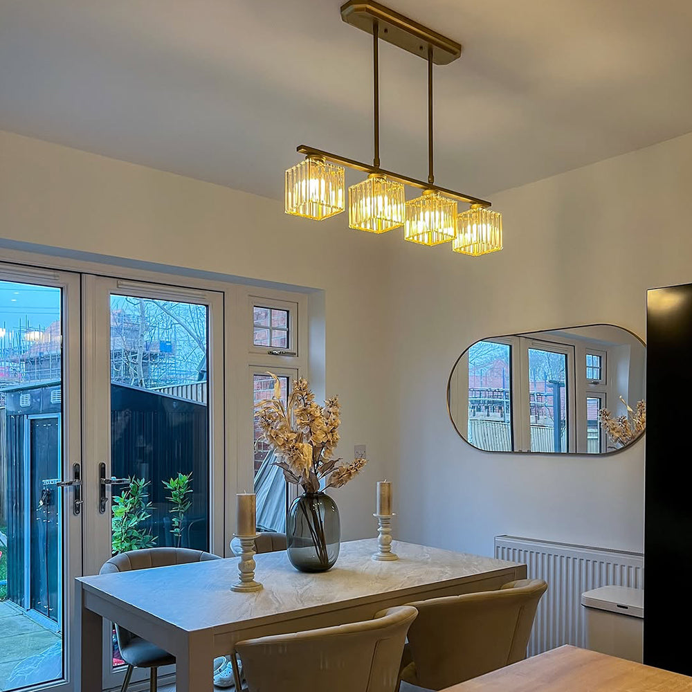 Pendant Light Multi Head Glass Island Light with Three or Four Lamps and E27 Base