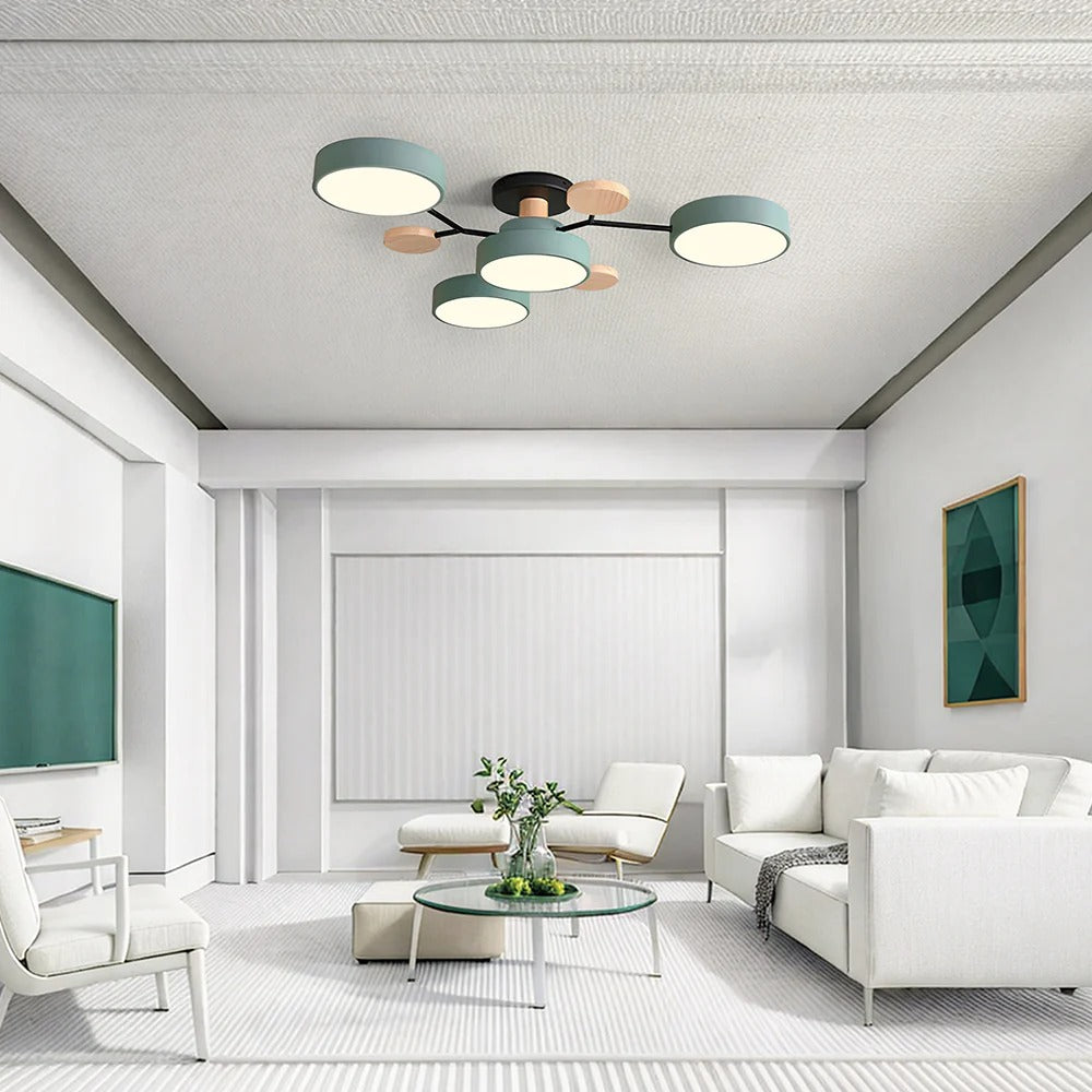 Semi Flush Chandelier Ceiling Light Round Iron LED Dining Room Chandelier to 6720 Lumens