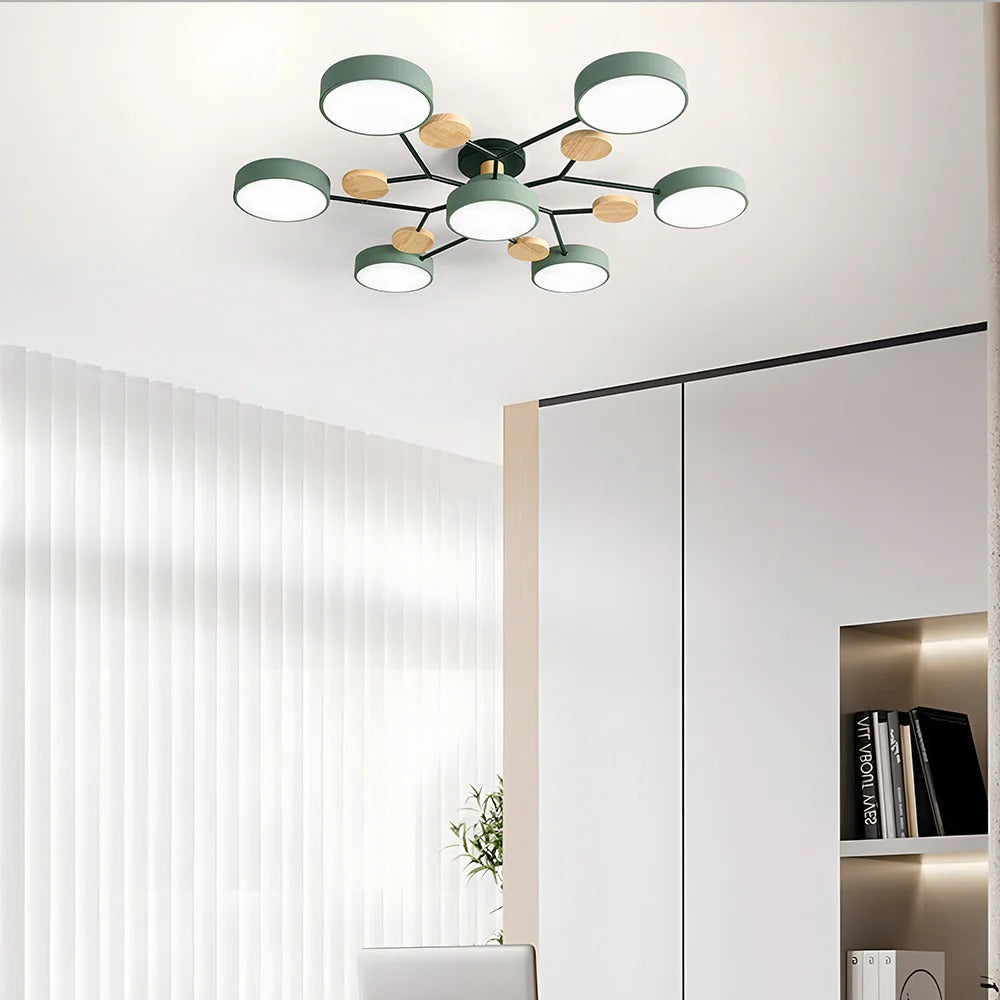 Semi Flush Chandelier Ceiling Light Round Iron LED Dining Room Chandelier to 6720 Lumens