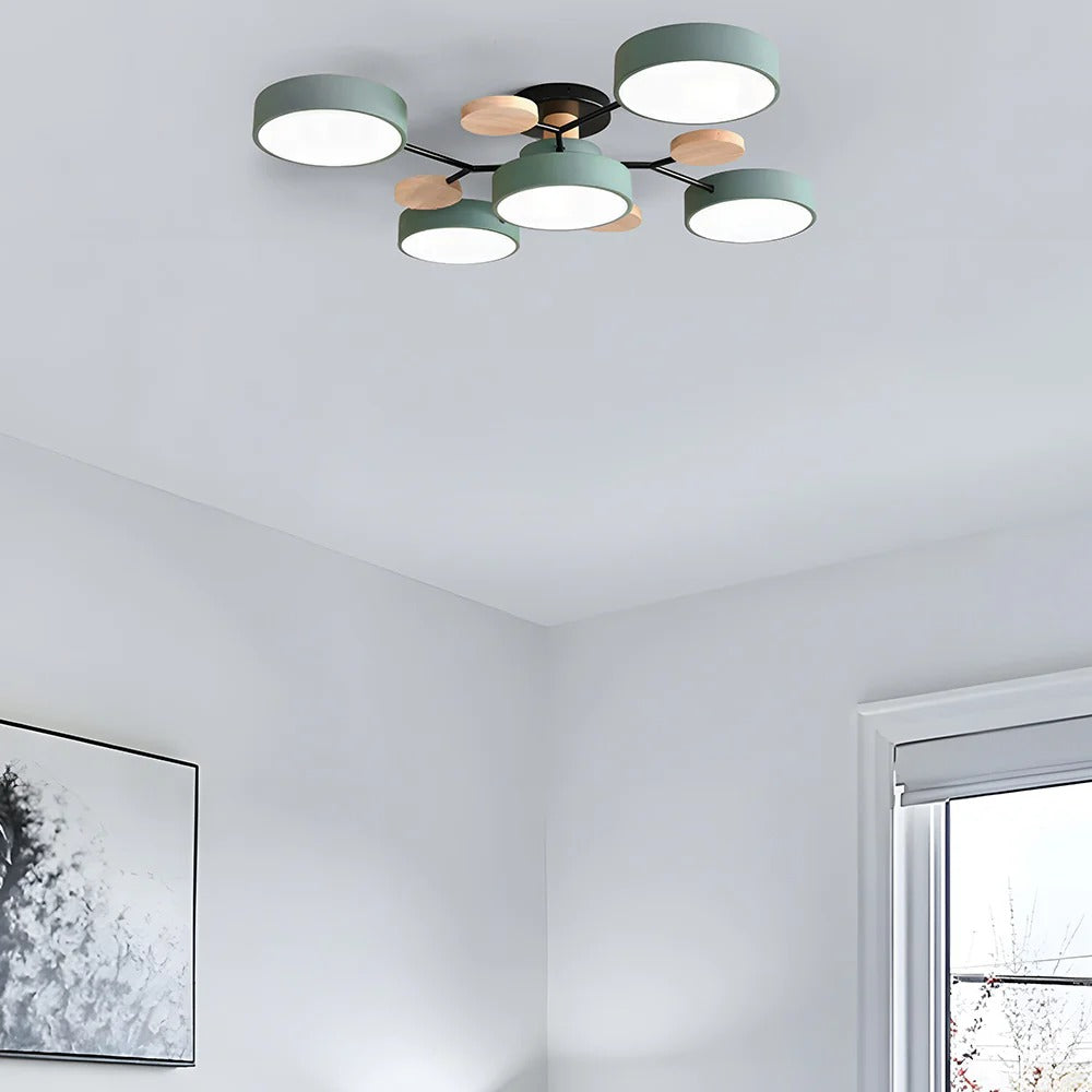 Semi Flush Chandelier Ceiling Light Round Iron LED Dining Room Chandelier to 6720 Lumens