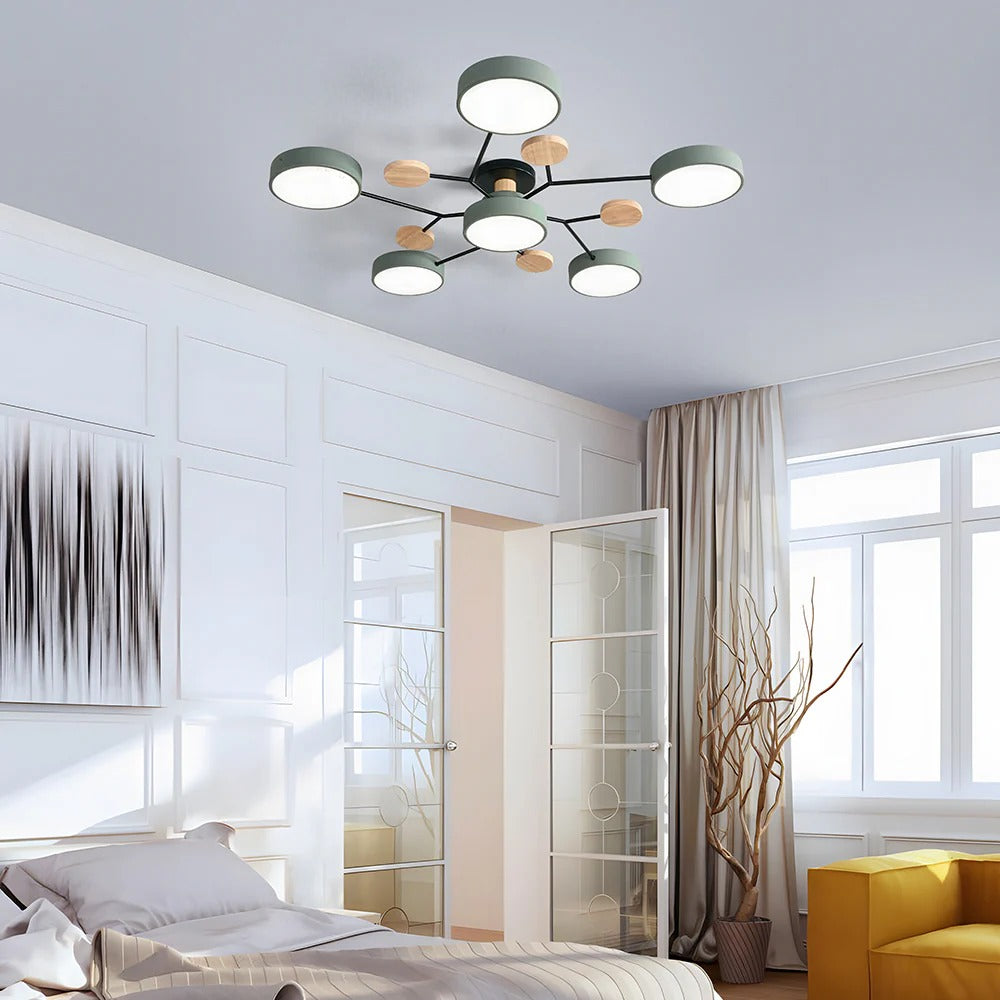 Semi Flush Chandelier Ceiling Light Round Iron LED Dining Room Chandelier to 6720 Lumens