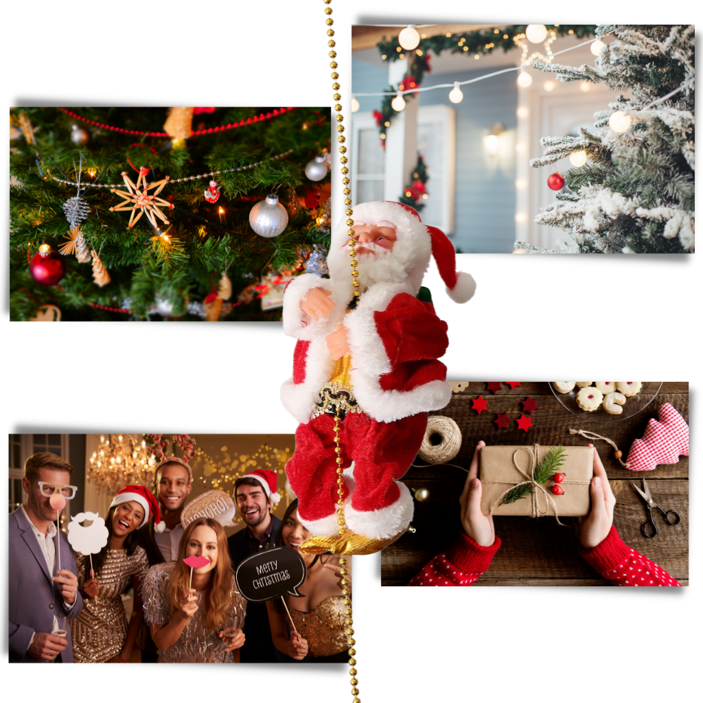 Christmas Decorations Climbing Santa Electric with Silent Rope Motor