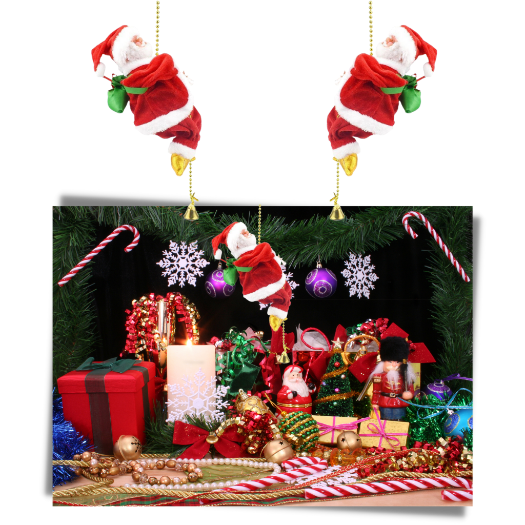 Christmas Decorations Climbing Santa Electric with Silent Rope Motor