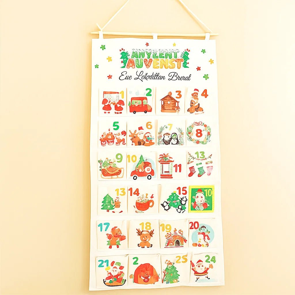 Advent Calendar Fabric Wall Hanging with 24 Pockets to Fill Yourself