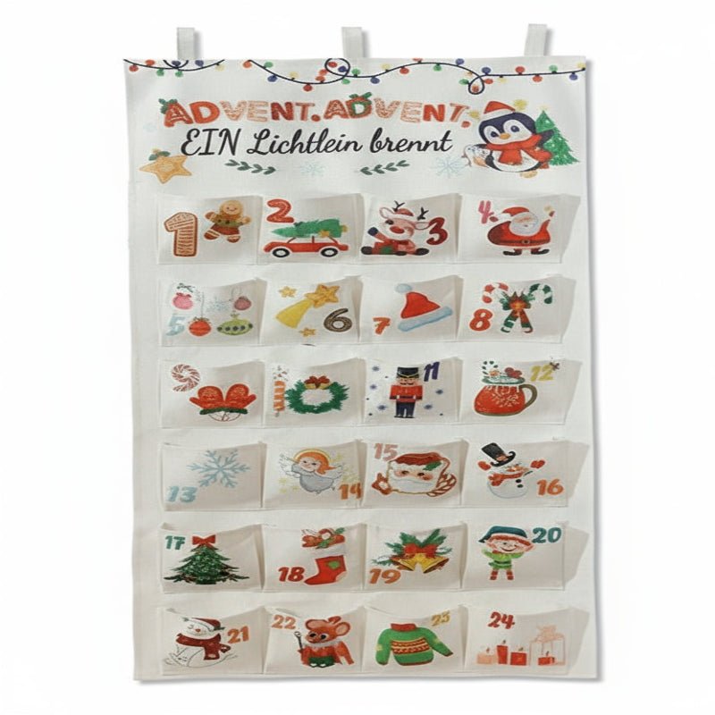 Advent Calendar Fabric Wall Hanging with 24 Pockets to Fill Yourself