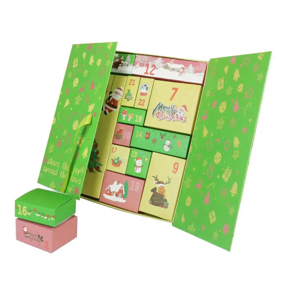 Advent Calendar DIY with 24 Empty Boxes to Fill in Gold Green or Blue