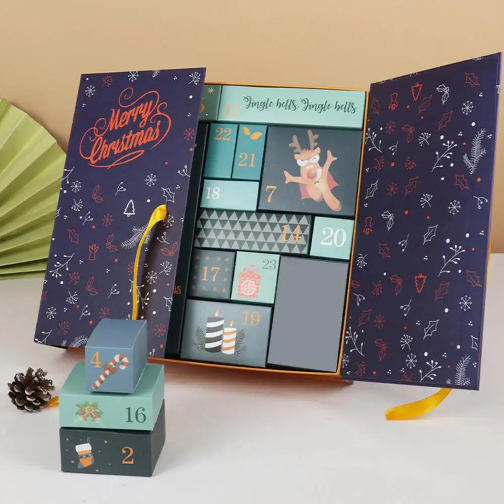 Advent Calendar DIY with 24 Empty Boxes to Fill in Gold Green or Blue