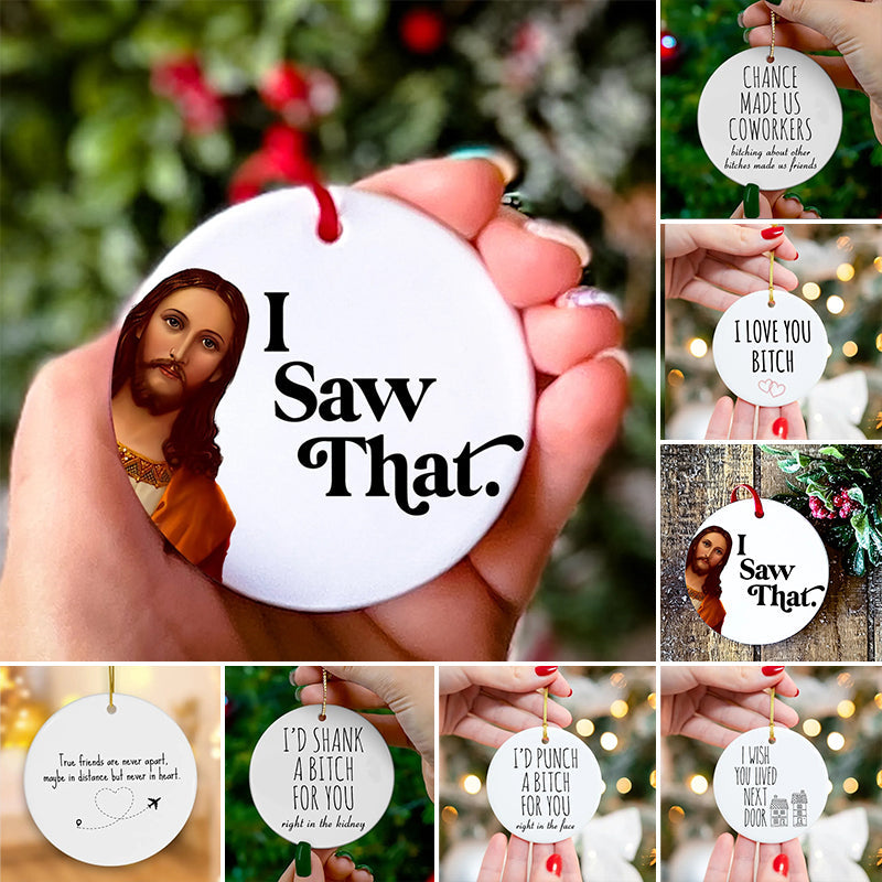 Christmas Decorations Engraved Metal Message Ornament in Silver Finish