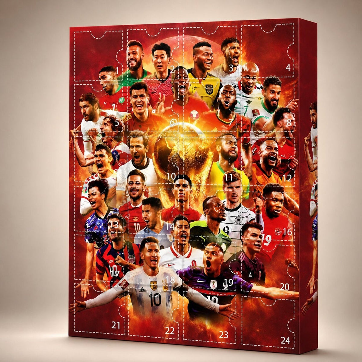 Advent Calendar Football with 24 Numbered Doors Ready to Hang for Young Fans