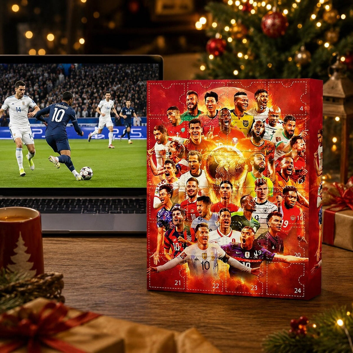 Advent Calendar Football with 24 Numbered Doors Ready to Hang for Young Fans