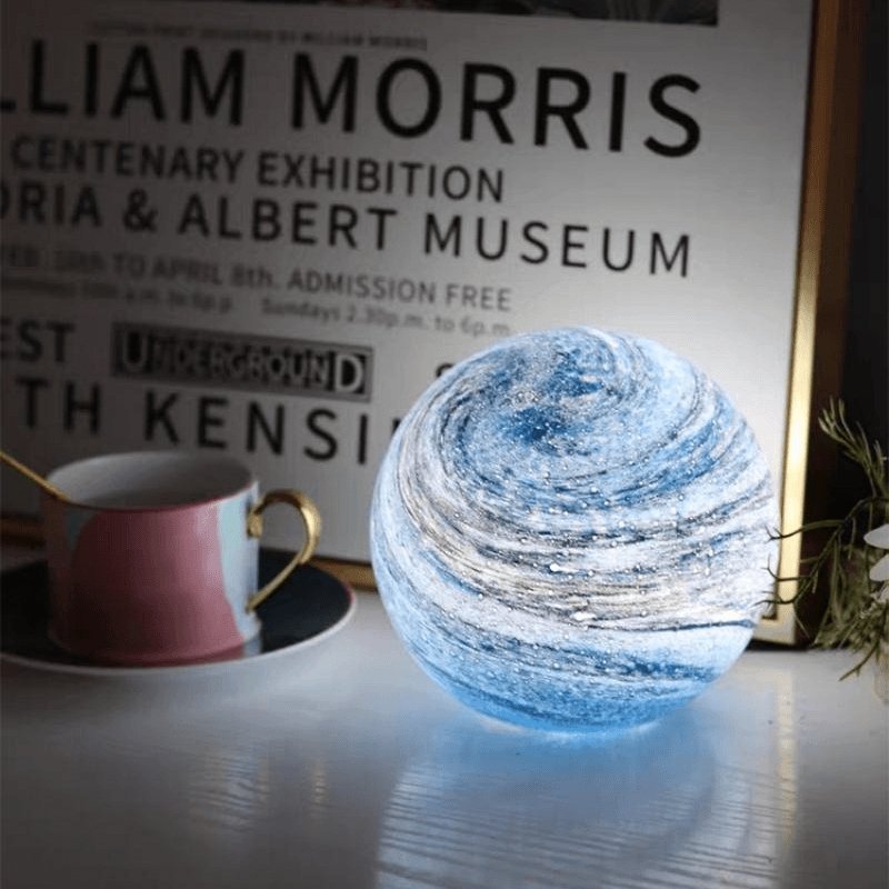 Glass Moon Table Lamp Modern Bedside Table Lamps with 16 Colors and Remote Control