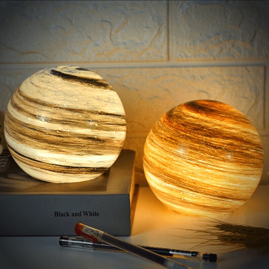 Glass Moon Table Lamp Modern Bedside Table Lamps with 16 Colors and Remote Control