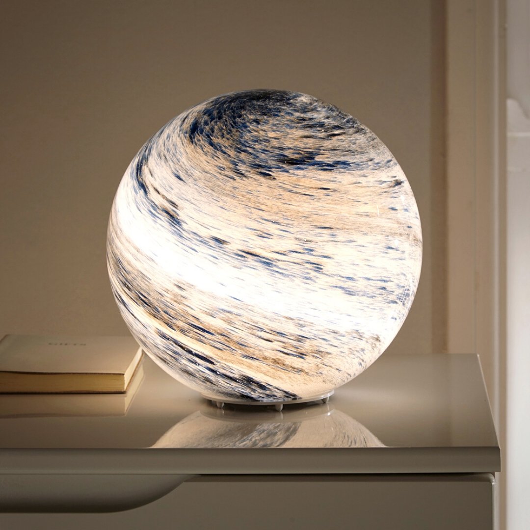 Glass Moon Table Lamp Modern Bedside Table Lamps with 16 Colors and Remote Control