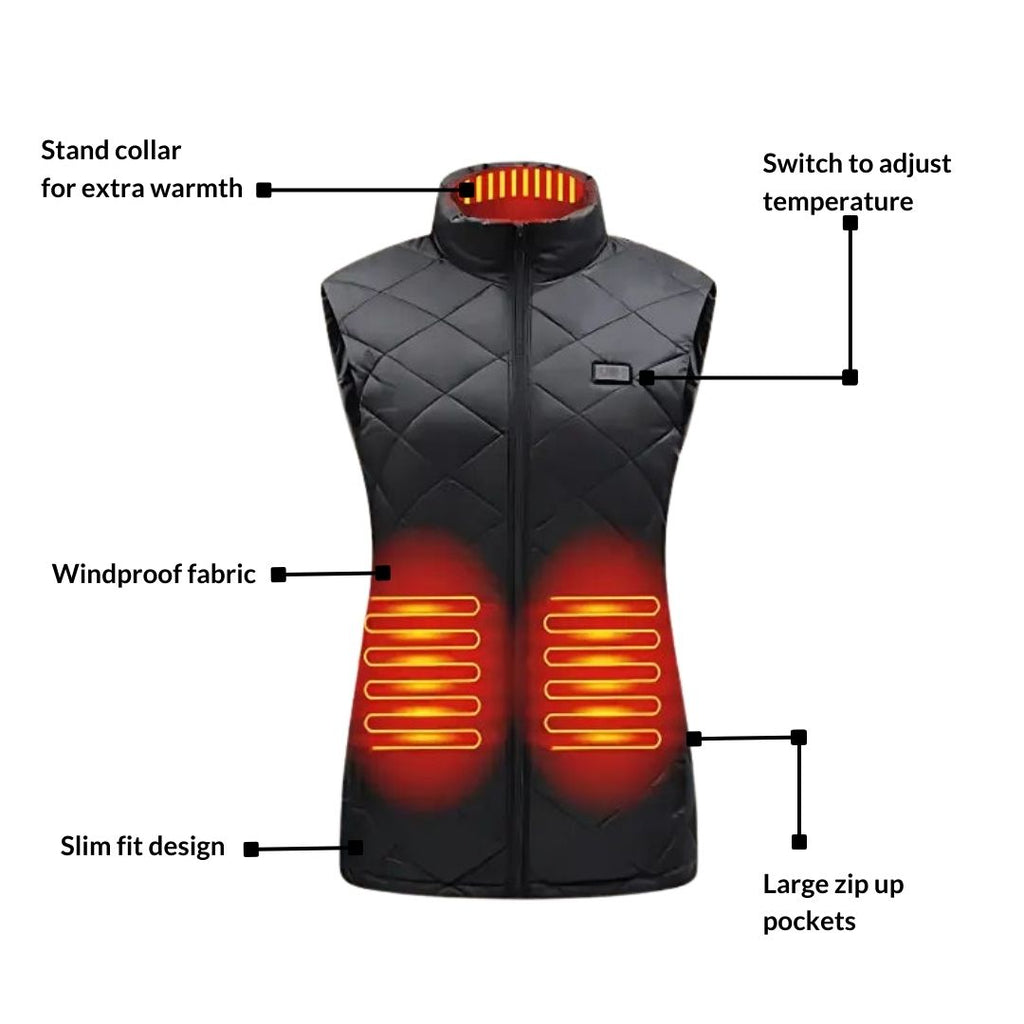 Heated Vest Gilet for Women with Nine Zones and Three Warmth Levels