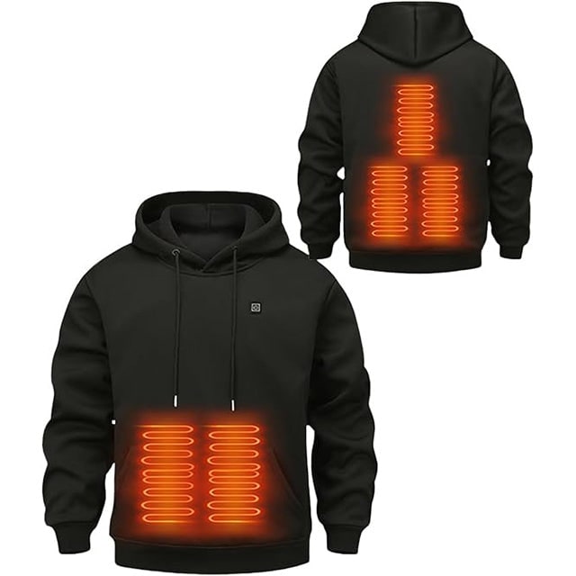 Heated Jacket Hoodie USB with Zoned Warmth and Secure Power Bank Pocket