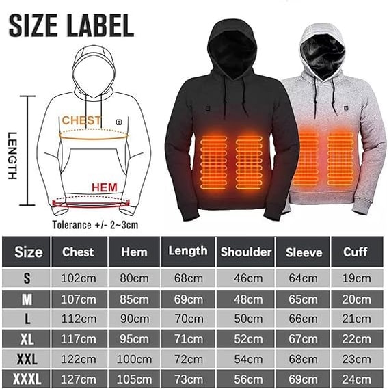 Heated Jacket Hoodie USB with Zoned Warmth and Secure Power Bank Pocket