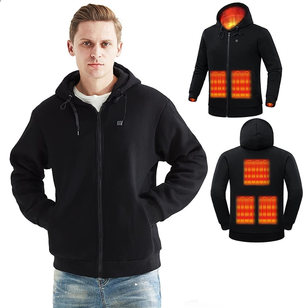 Heated Jacket Hoodie USB with Zoned Warmth and Secure Power Bank Pocket