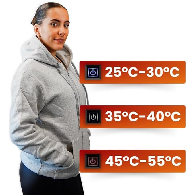 Heated Jacket Hoodie USB with Zoned Warmth and Secure Power Bank Pocket