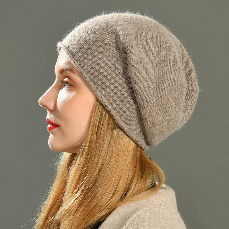 Beanie Hat Cashmere Wool Non Itchy with Snug Fit in Four Neutral Shades