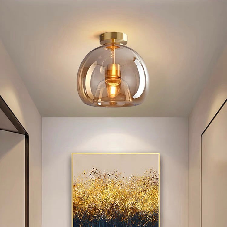 Flush Mount Ceiling Light Glass Shade Bedroom Ceiling Lights with E27 and E26 Fitting
