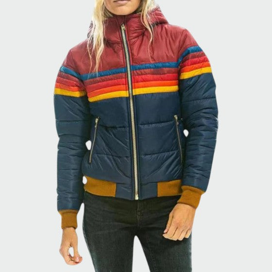 Waterproof Jacket Puffer Color Block Insulated with Full Size Chart