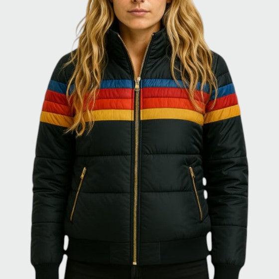 Waterproof Jacket Puffer Color Block Insulated with Full Size Chart