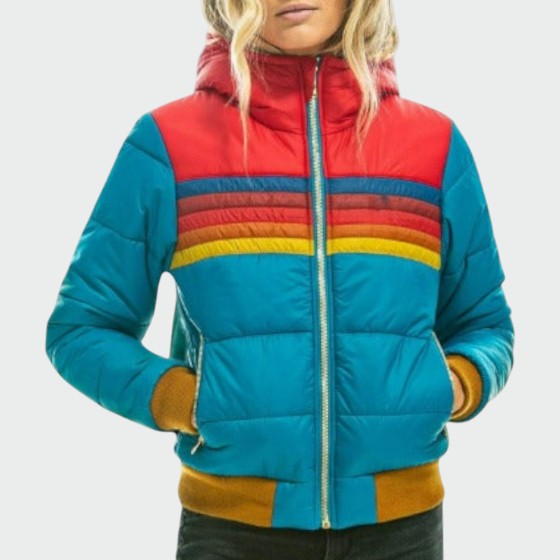 Waterproof Jacket Puffer Color Block Insulated with Full Size Chart