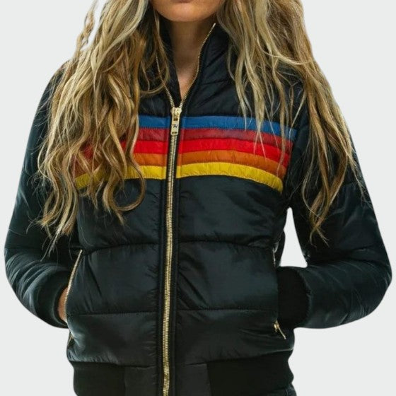 Waterproof Jacket Puffer Color Block Insulated with Full Size Chart