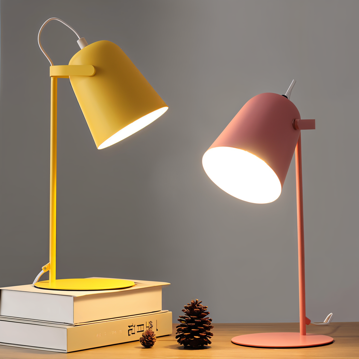 Nordic Table Lamp Desk Lamp Adjustable Reading Lamp with Rotating Shade and E27 Base