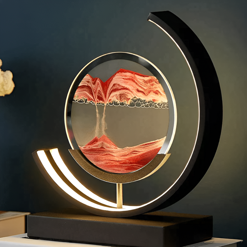 Sand Art Table Lamp LED Decorative Mood Lamp Rechargeable with Tri Colour Dimming