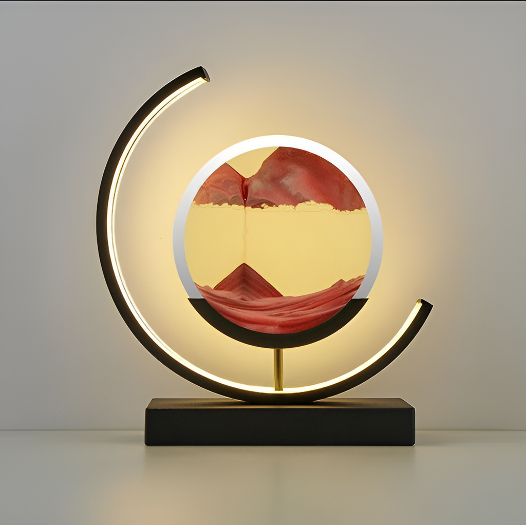 Sand Art Table Lamp LED Decorative Mood Lamp Rechargeable with Tri Colour Dimming