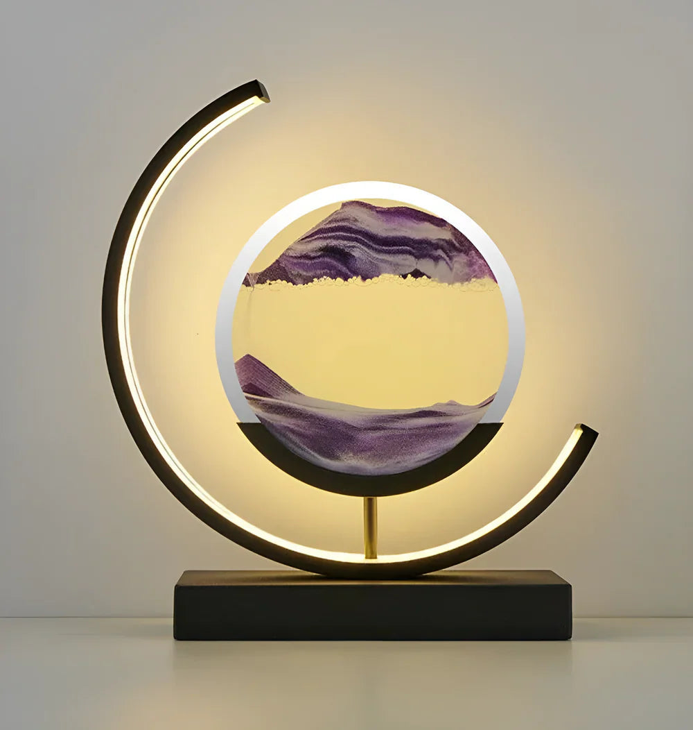 Sand Art Table Lamp LED Decorative Mood Lamp Rechargeable with Tri Colour Dimming