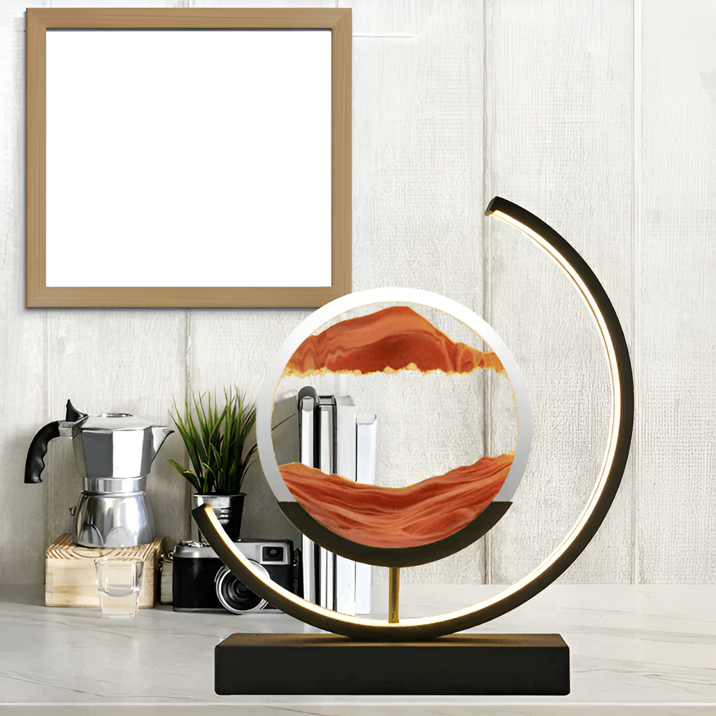 Sand Art Table Lamp LED Decorative Mood Lamp Rechargeable with Tri Colour Dimming