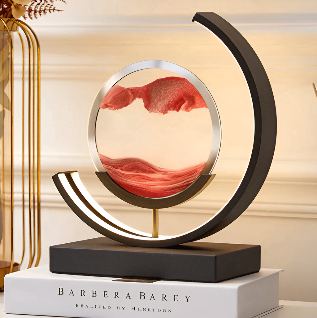 Sand Art Table Lamp LED Decorative Mood Lamp Rechargeable with Tri Colour Dimming
