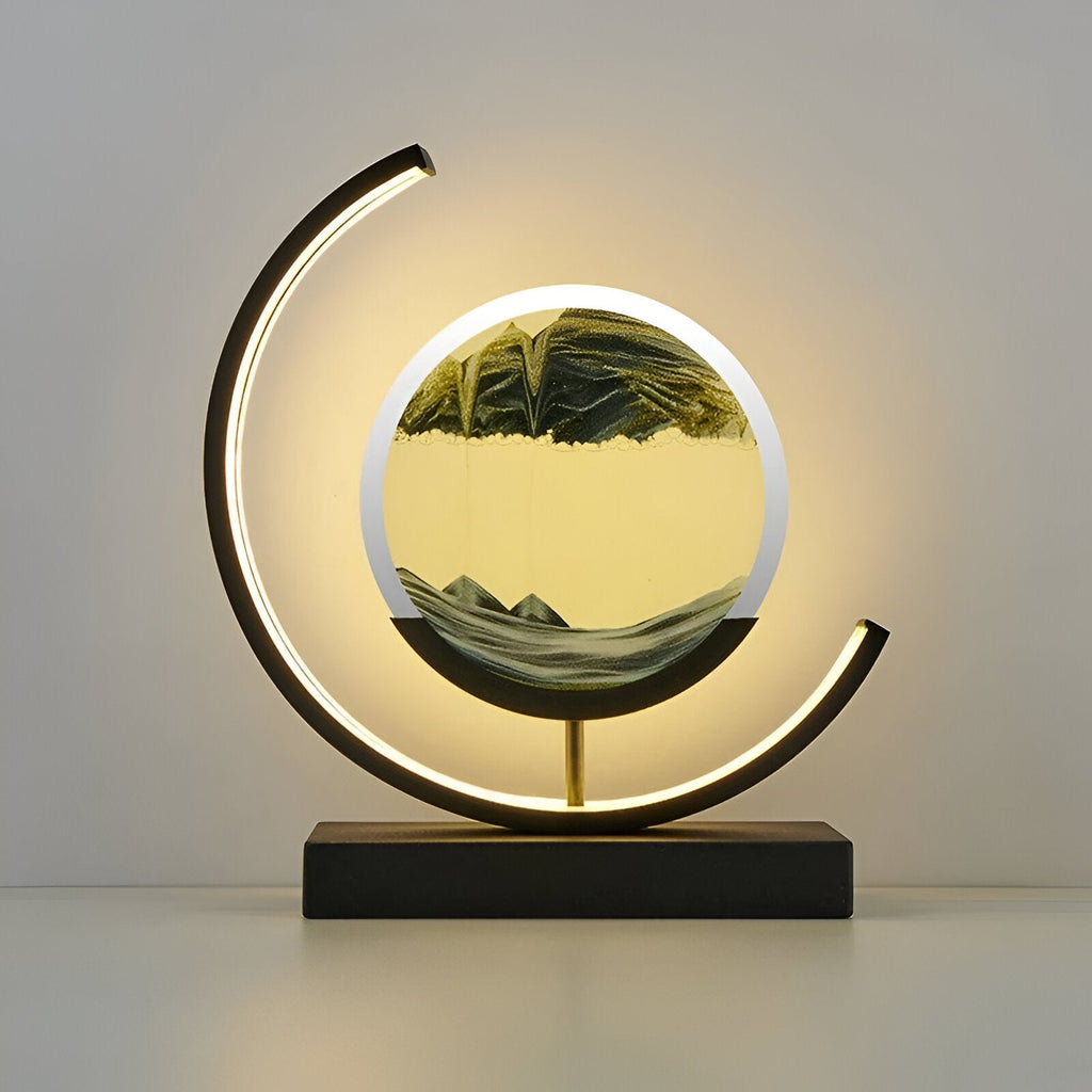 Sand Art Table Lamp LED Decorative Mood Lamp Rechargeable with Tri Colour Dimming
