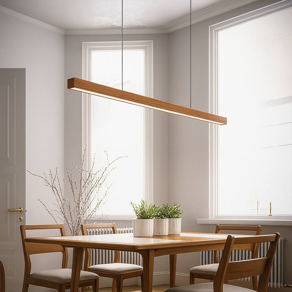 Pendant Light Linear Wood LED Bar for Kitchen Island Pendant Lights with 150 cm Drop