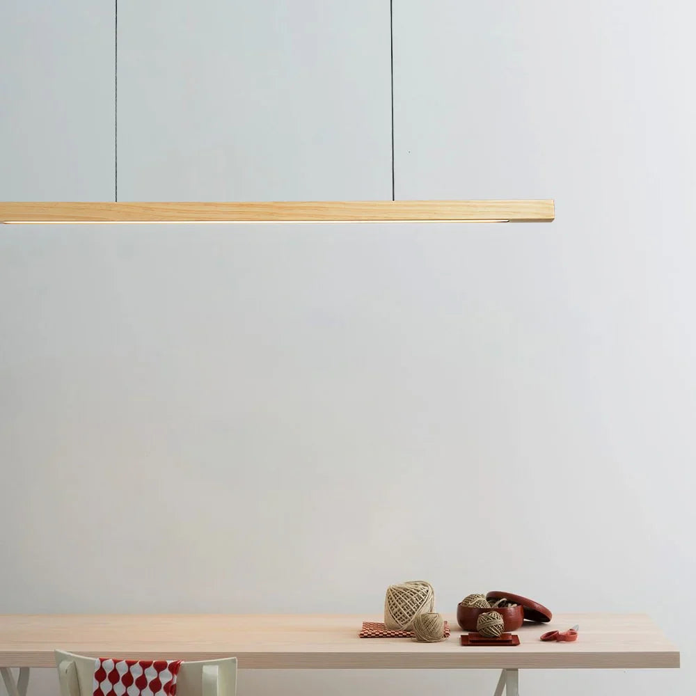 Pendant Light Linear Wood LED Bar for Kitchen Island Pendant Lights with 150 cm Drop