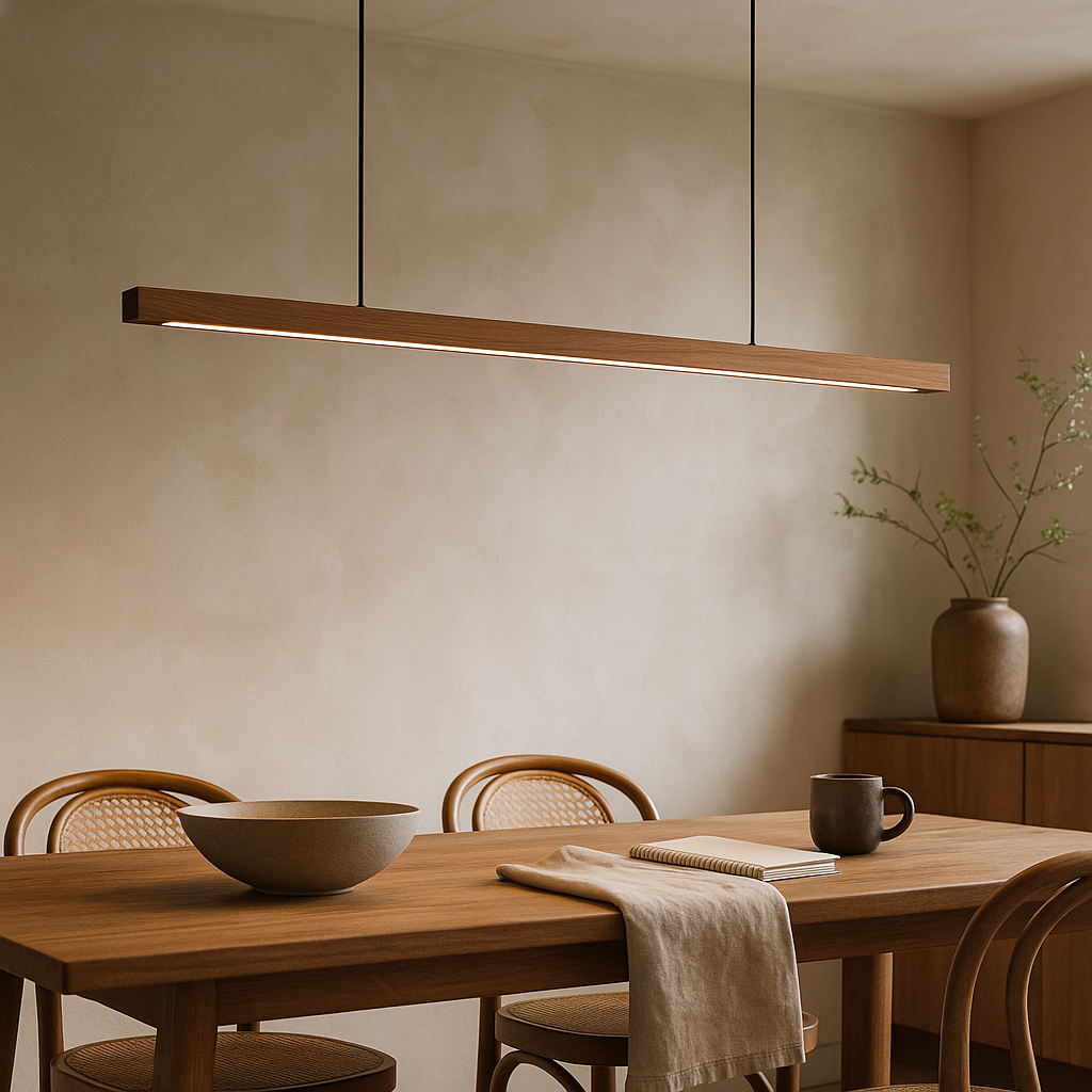 Pendant Light Linear Wood LED Bar for Kitchen Island Pendant Lights with 150 cm Drop