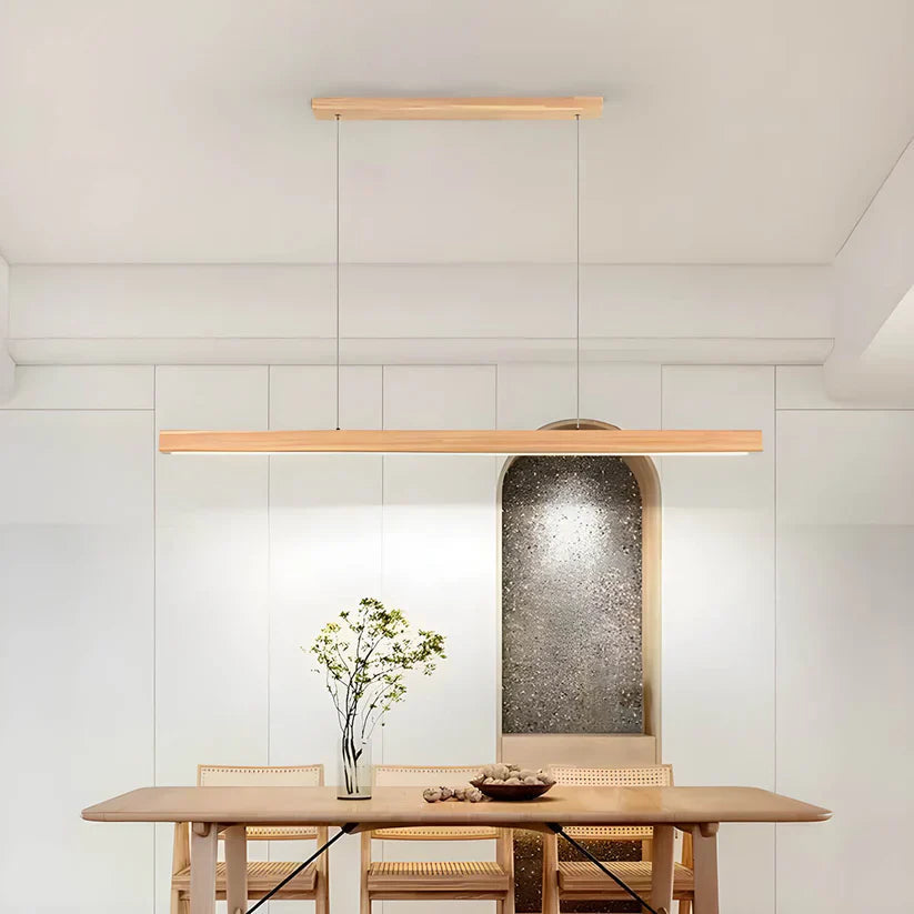 Pendant Light Linear Wood LED Bar for Kitchen Island Pendant Lights with 150 cm Drop