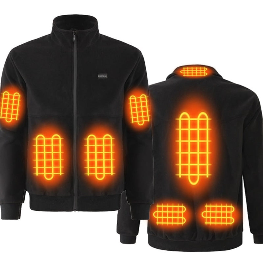 Heated Jacket Fleece with Stand Collar Full Zip and Ribbed Cuffs